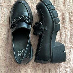 Madden NYC Black Chain Loafers